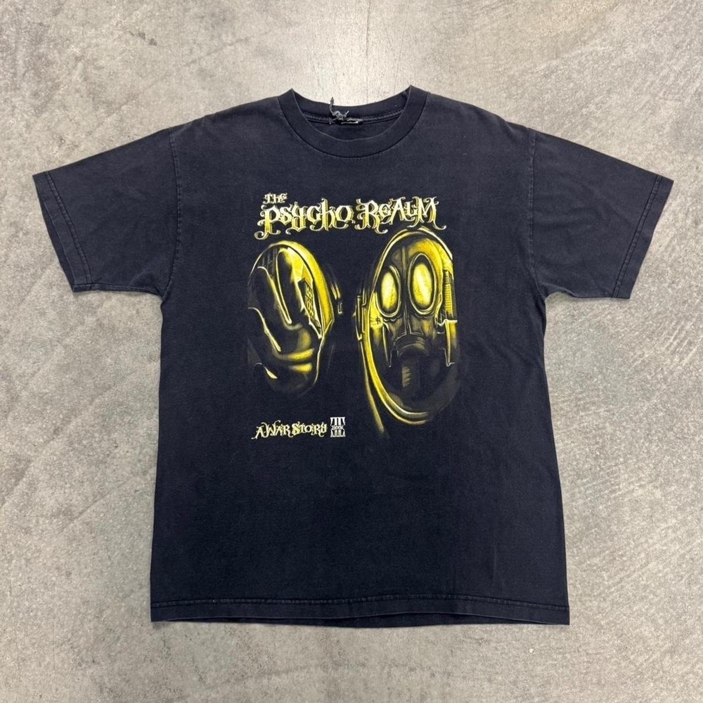 Vintage Psycho Realm Handcore Hip Hop Tshirt Black Short Sleeve Sunfaded Medium